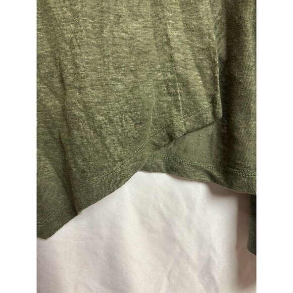 J.Jill  Women's Large Cardigan Linen Open Front Army Green Lightweight Sweater - Picture 2 of 9